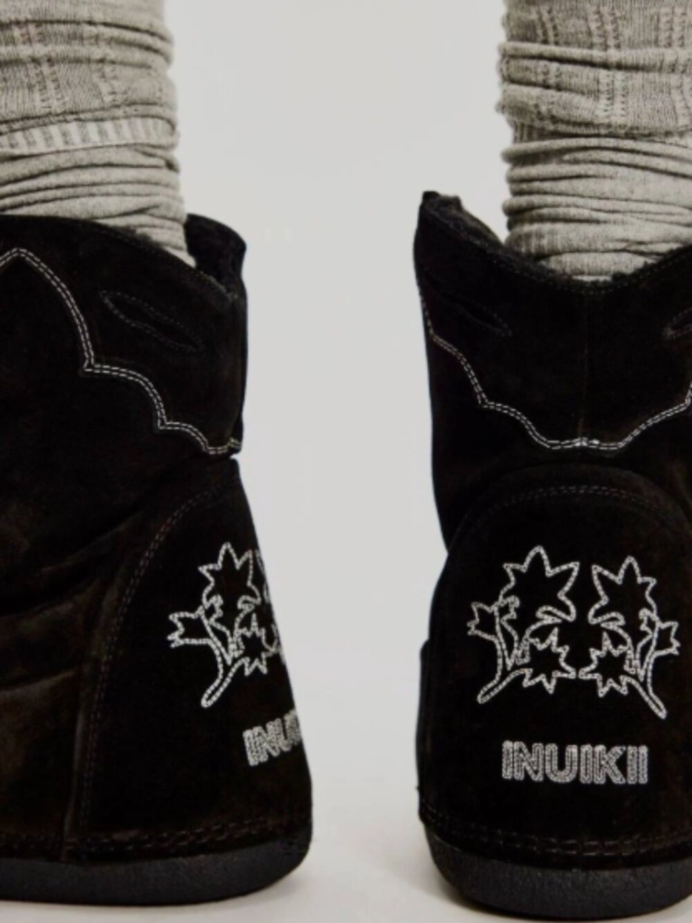 NEW Free People Inuikii Cozy Cowboy Boots Puffy Snow Sherpa Lined Black SIZE 7